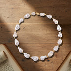 D'Joy AAAA White Baroque Pearl Necklace (Size 20) in Yellow Plating in Sterling Silver_8294124_1