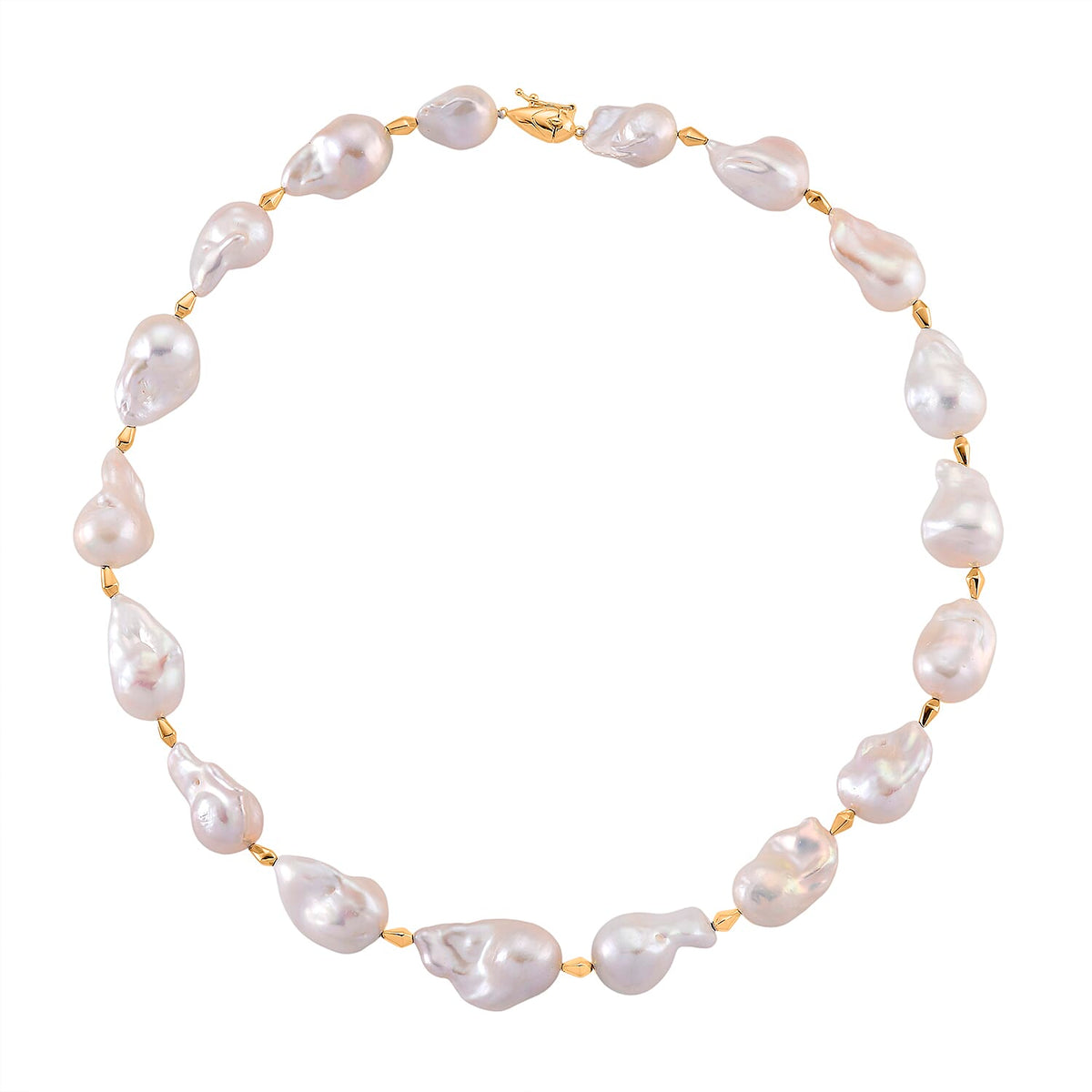 D'Joy AAAA White Baroque Pearl Necklace (Size 20) in Yellow Plating in Sterling Silver 8294124 4