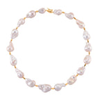 D'Joy AAAA White Baroque Pearl Necklace (Size 20) in Yellow Plating in Sterling Silver_8294124_3