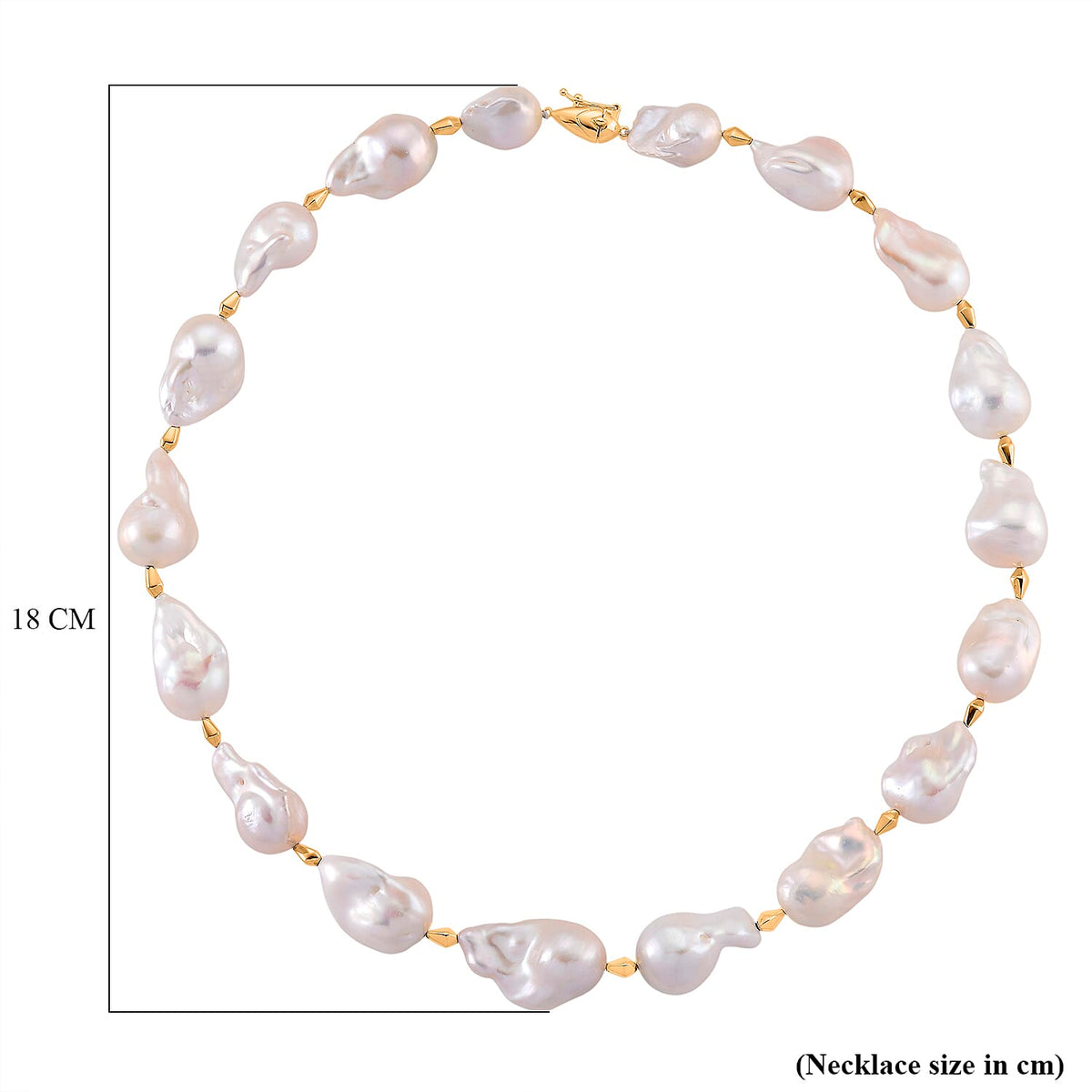 D'Joy AAAA White Baroque Pearl Necklace (Size 20) in Yellow Plating in Sterling Silver 8294124 7