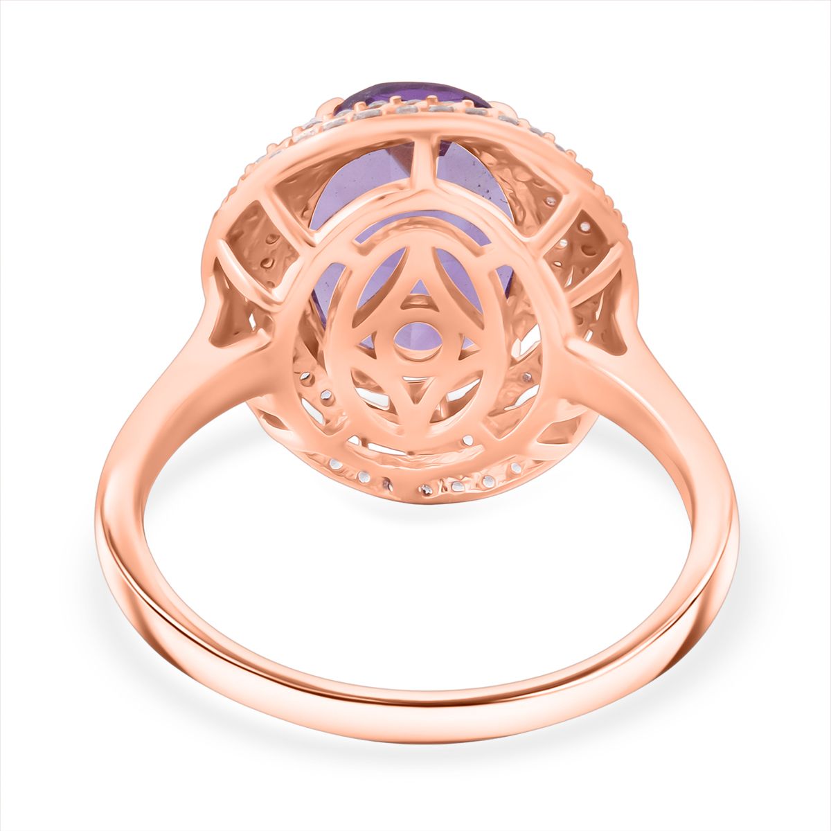 D'Joy Rose De France Amethyst &amp; White Zircon Halo Ring in 18K Vermeil Rose Gold Plated Sterling Silver 6.34 Ct. V32539062 4