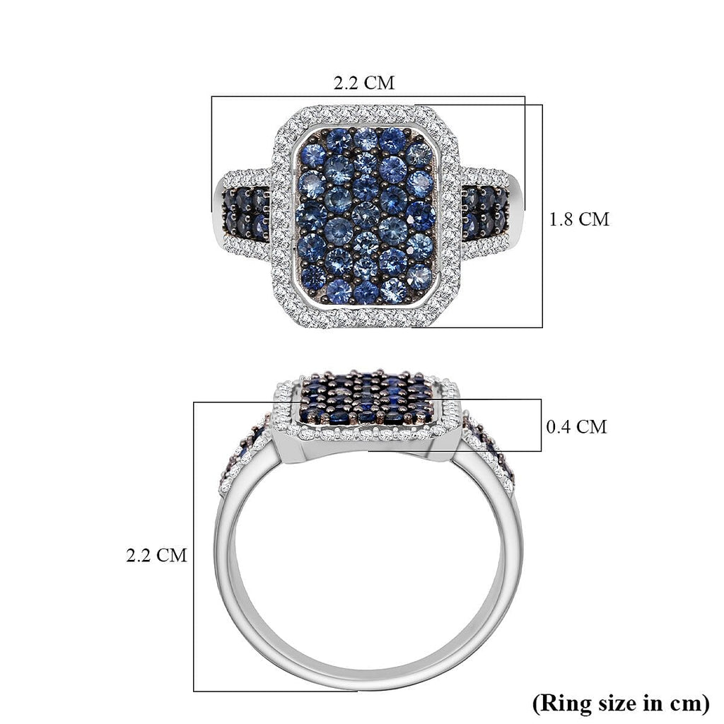 D'Joy Blue Ceylon Sapphire & White Zircon Ring in Rhodium Overlay Sterling Silver 1.96 Ct._8294461_5