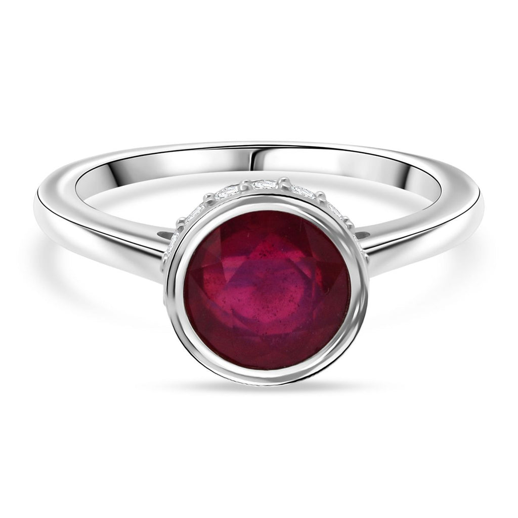 D'Joy African Ruby & Moissanite Ring in Rhodium Overlay Sterling Silver 2.23 Ct._8294475