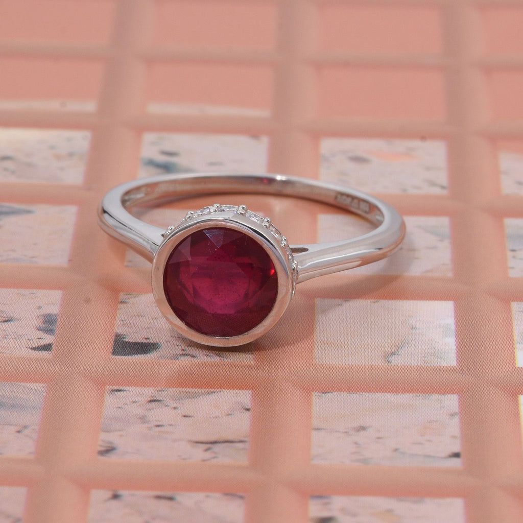 D'Joy African Ruby & Moissanite Ring in Rhodium Overlay Sterling Silver 2.23 Ct._8294475_1