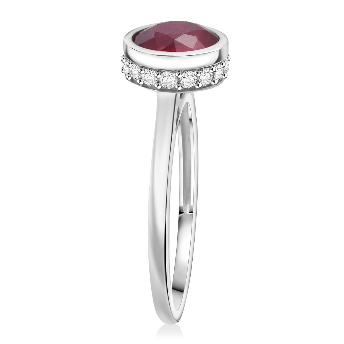 D'Joy African Ruby, Moissanite Solitaire Ring in Rhodium Overlay Sterling Silver 2.23 Ct. V32538586 3
