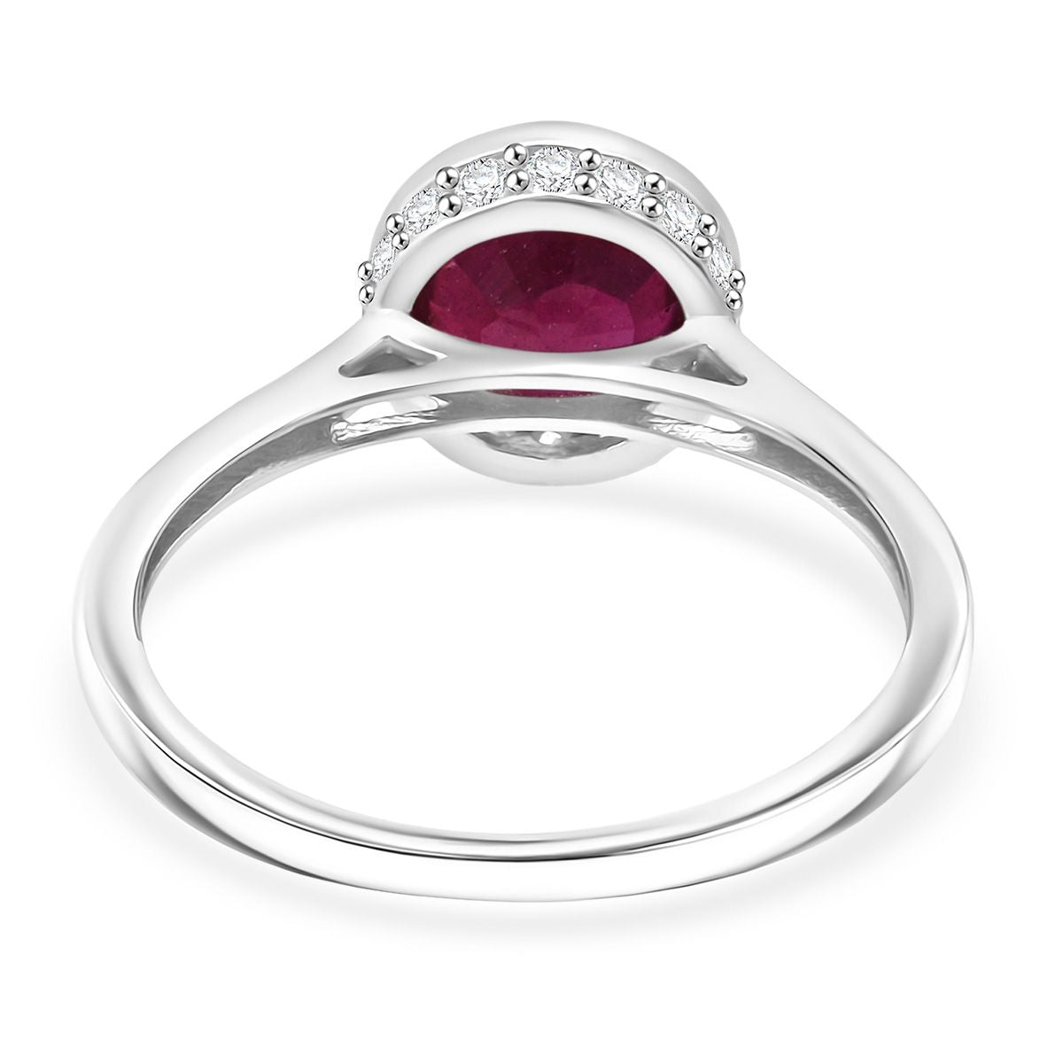 D'Joy African Ruby, Moissanite Solitaire Ring in Rhodium Overlay Sterling Silver 2.23 Ct. V32538586 4