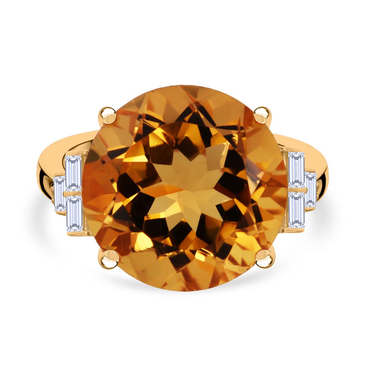 D'Joy 9.9 Ct. Citrine, Moissanite Ring in 18K Vermeil Yellow Gold Plated Sterling Silver V32519539 0