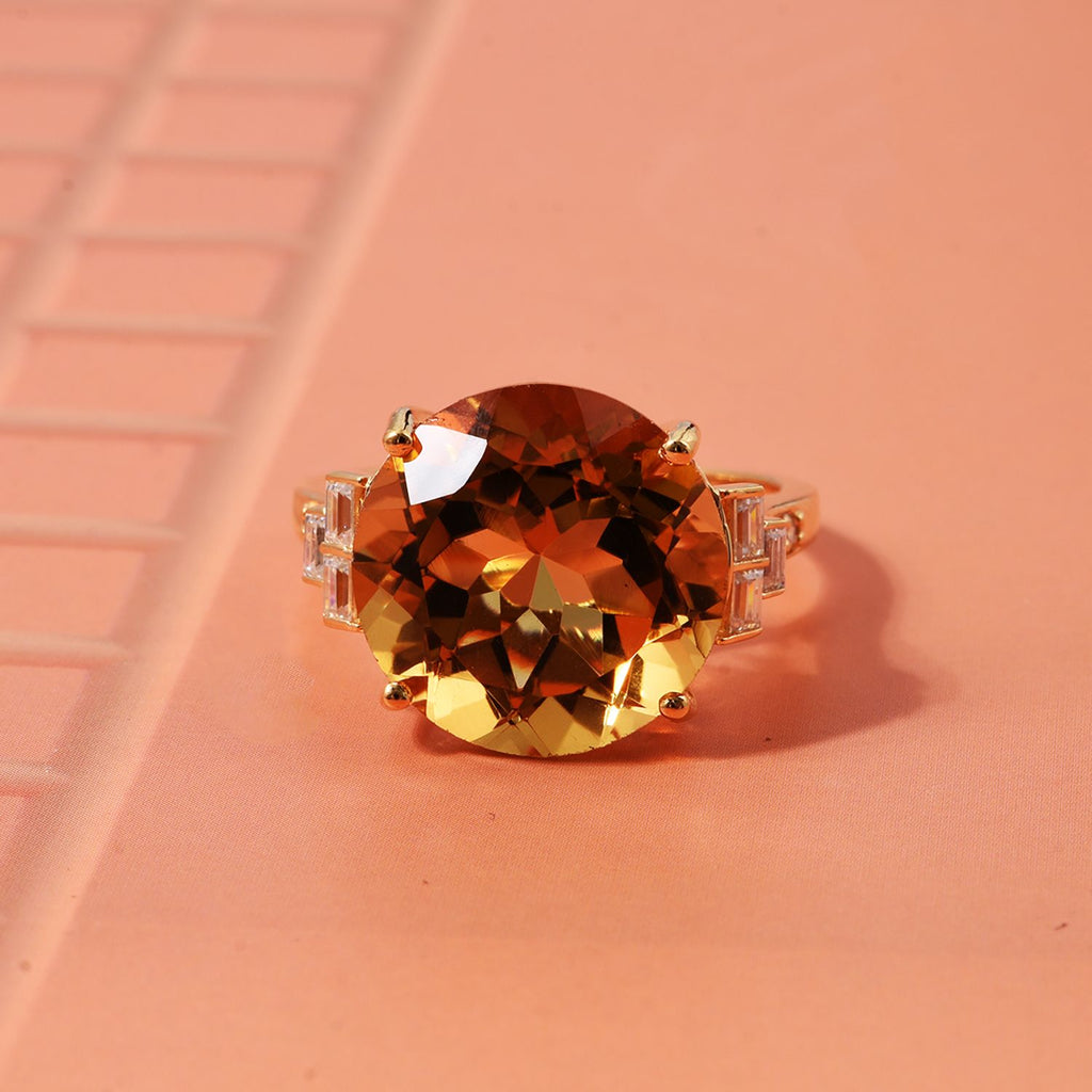 D'Joy Citrine & Moissanite Ring in 18K Vermeil Yellow Gold Plated Sterling Silver 10.31 Ct._8294706_1