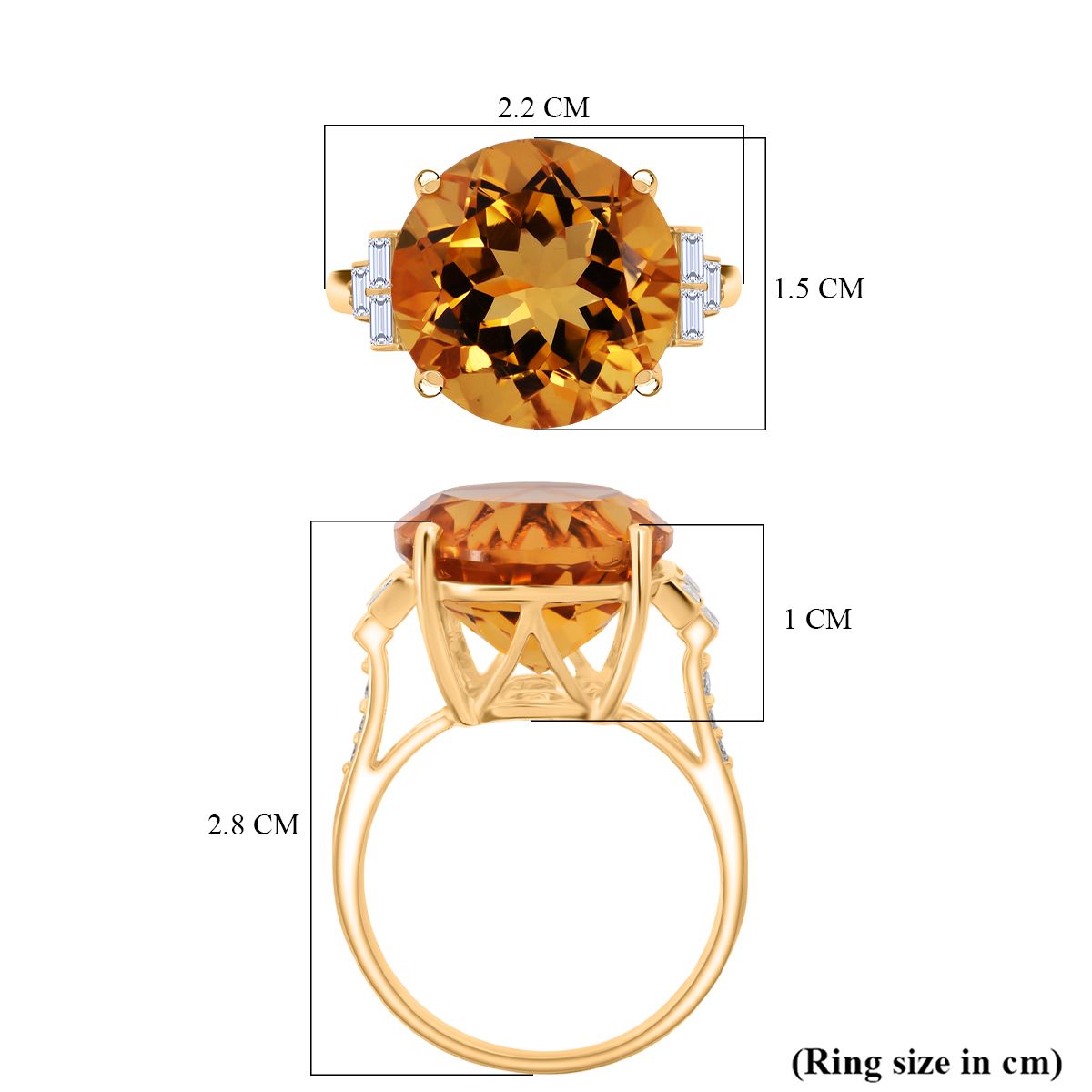 D'Joy 9.9 Ct. Citrine, Moissanite Ring in 18K Vermeil Yellow Gold Plated Sterling Silver V32519539 6