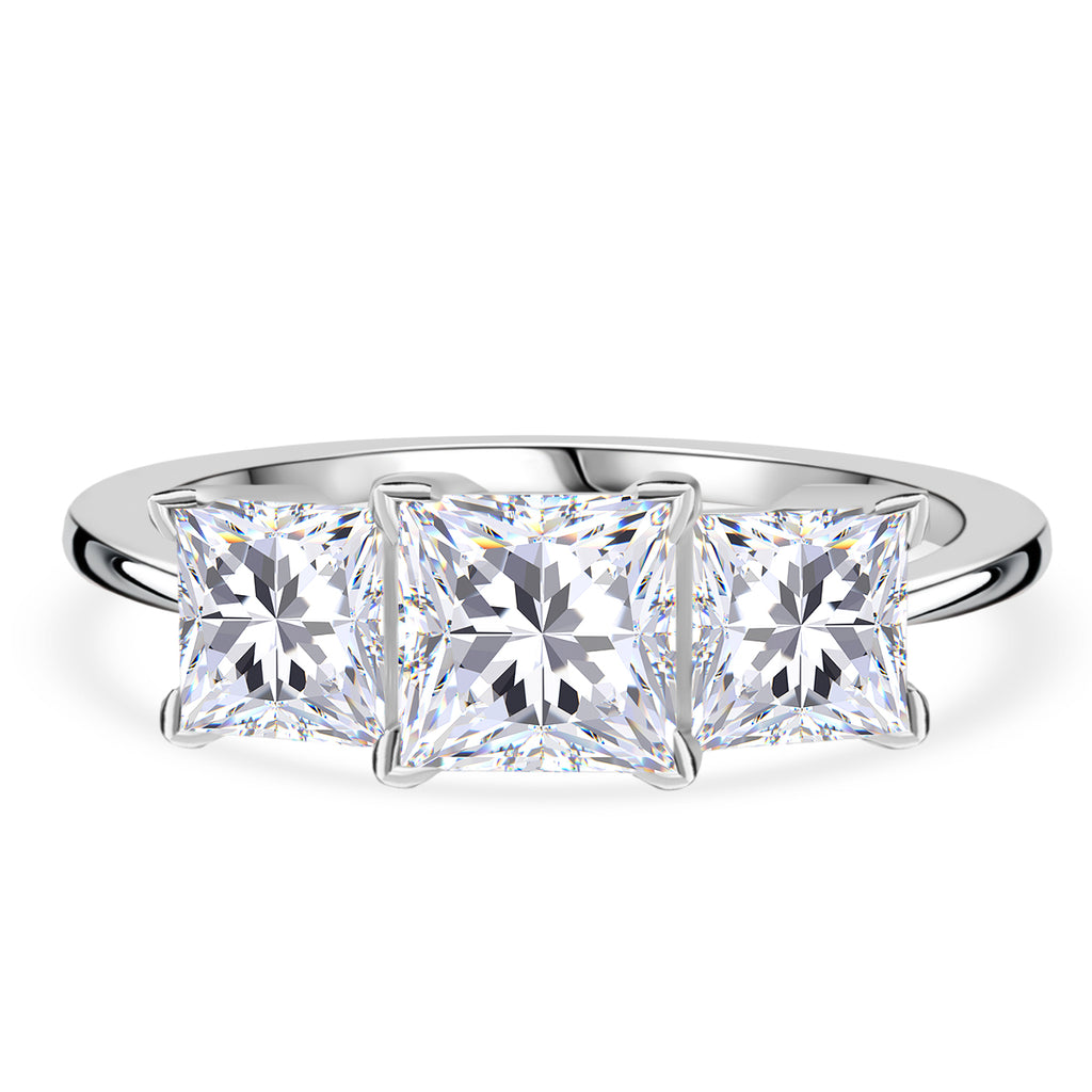 D'Joy Moissanite Trilogy Ring in Rhodium Overlay Sterling Silver 2.50 Ct._8294758