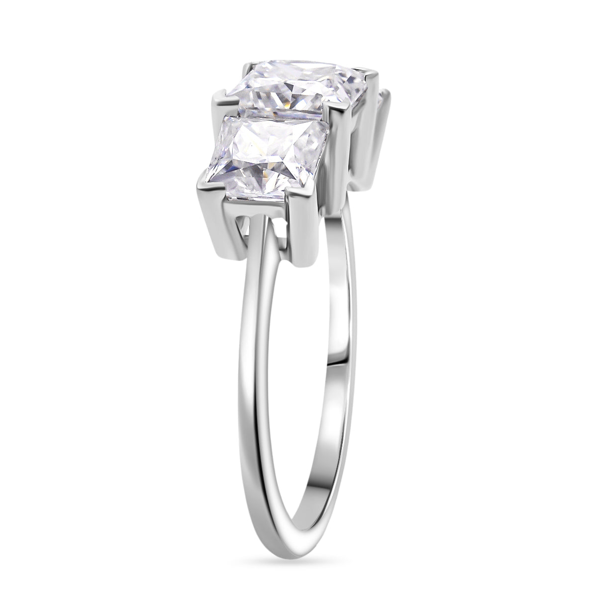 D'Joy Moissanite Trilogy Ring in Rhodium Overlay Sterling Silver 2.50 Ct. V32538797 4