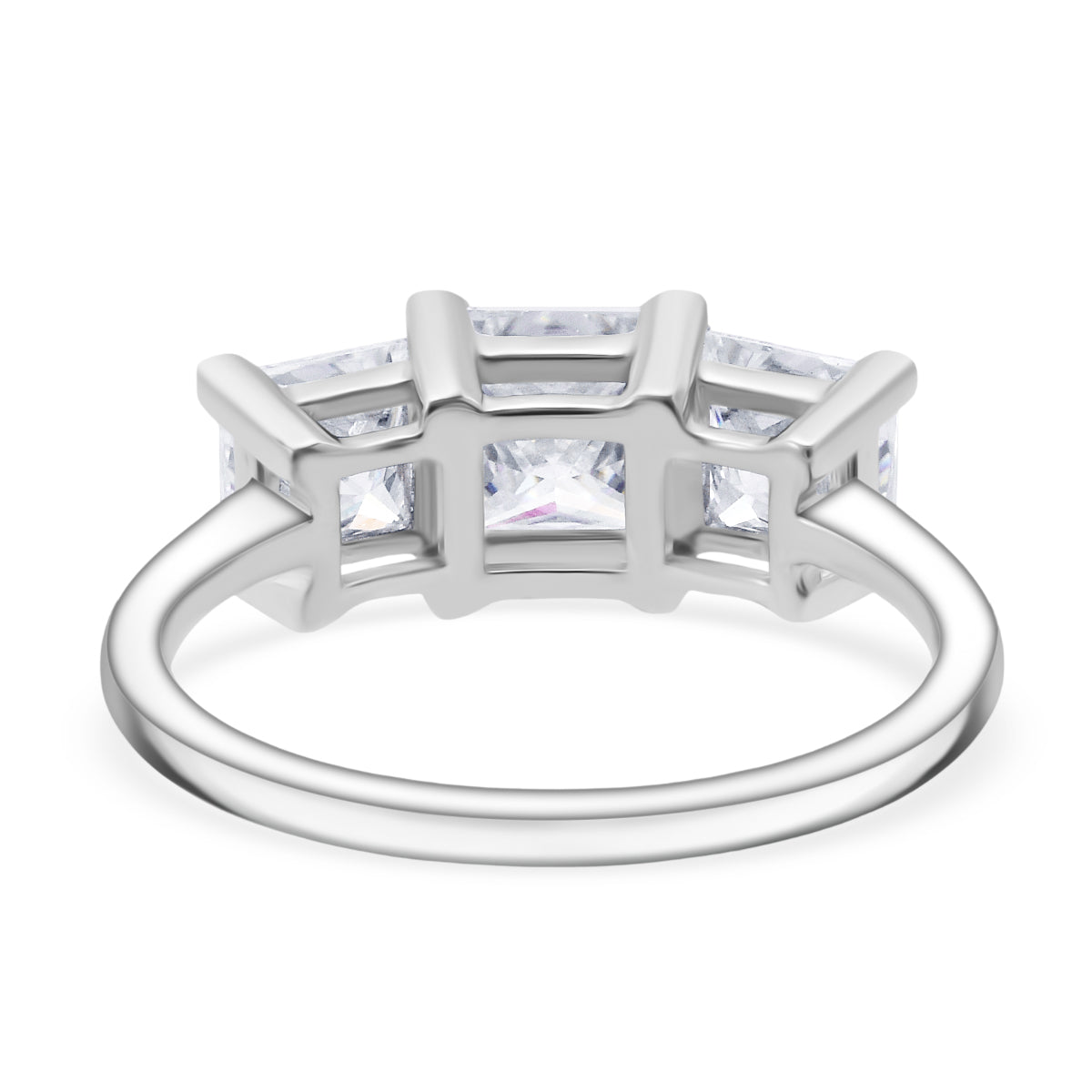 D'Joy Moissanite Trilogy Ring in Rhodium Overlay Sterling Silver 2.50 Ct. V32538797 5
