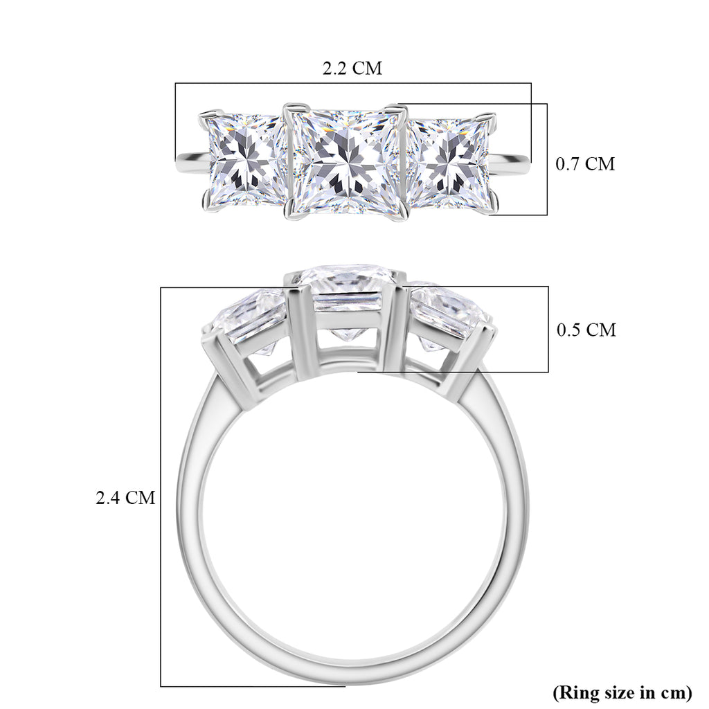 D'Joy Moissanite Trilogy Ring in Rhodium Overlay Sterling Silver 2.50 Ct._8294758_5
