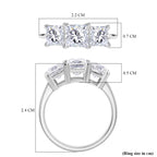 D'Joy Moissanite Trilogy Ring in Rhodium Overlay Sterling Silver 2.50 Ct._8294758_5