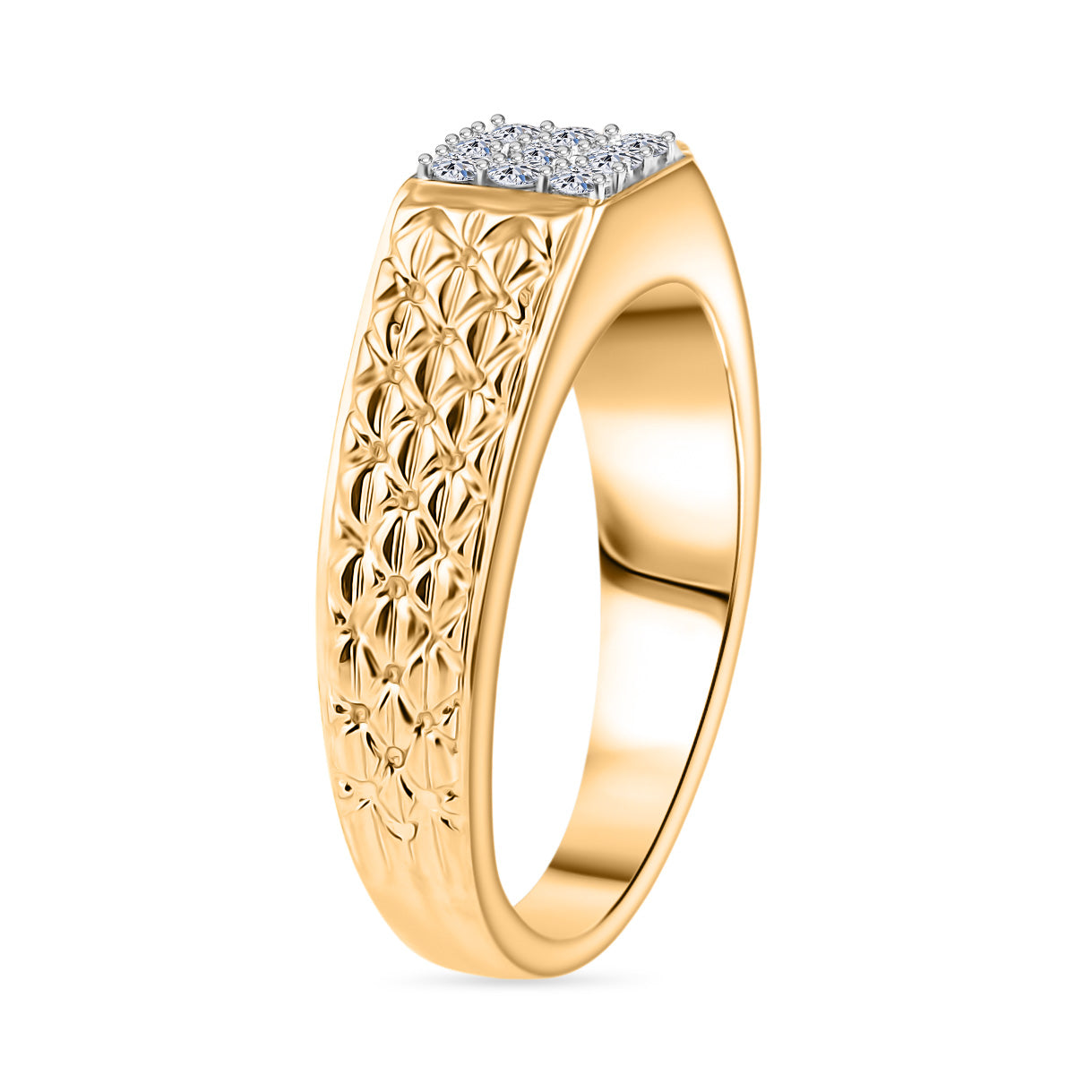 LUXURIANT Lab Grown Diamond Cluster Ring in 18K Vermeil Yellow Gold Plated Sterling Silver V32643189 4