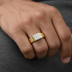 Luxuriant Lab Grown Diamond (SI/GH) Mens Ring in 18K Vermeil Yellow Gold Plated Sterling Silver 0.24 Ct, Silver Wt. 7.44 Gms._8294764_2