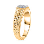 Luxuriant Lab Grown Diamond (SI/GH) Mens Ring in 18K Vermeil Yellow Gold Plated Sterling Silver 0.24 Ct, Silver Wt. 7.44 Gms._8294764_3