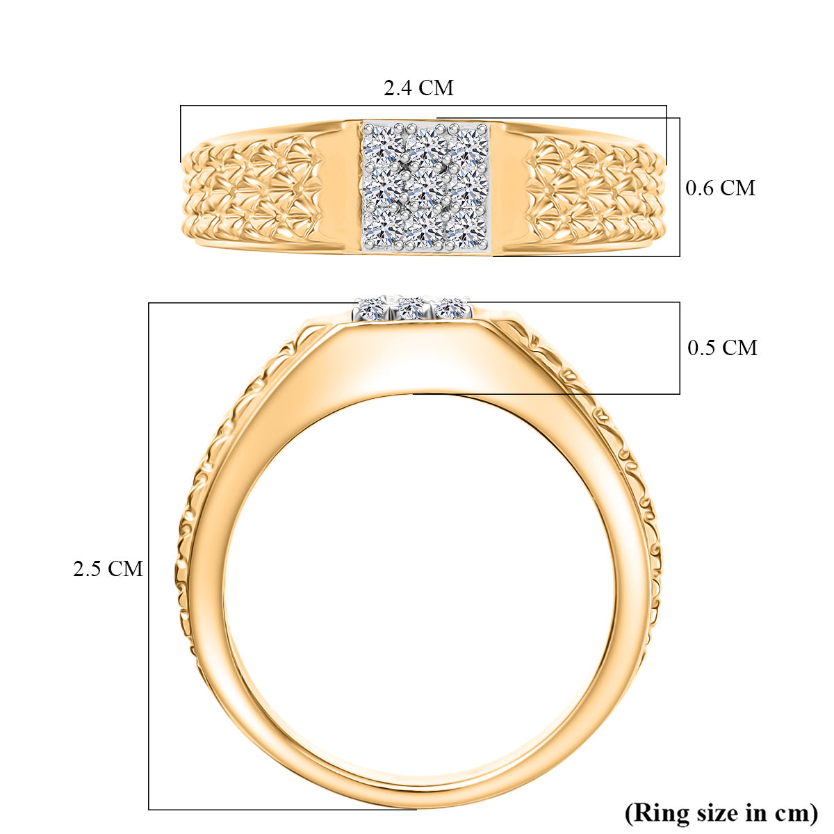 LUXURIANT Lab Grown Diamond Cluster Ring in 18K Vermeil Yellow Gold Plated Sterling Silver V32627860 6