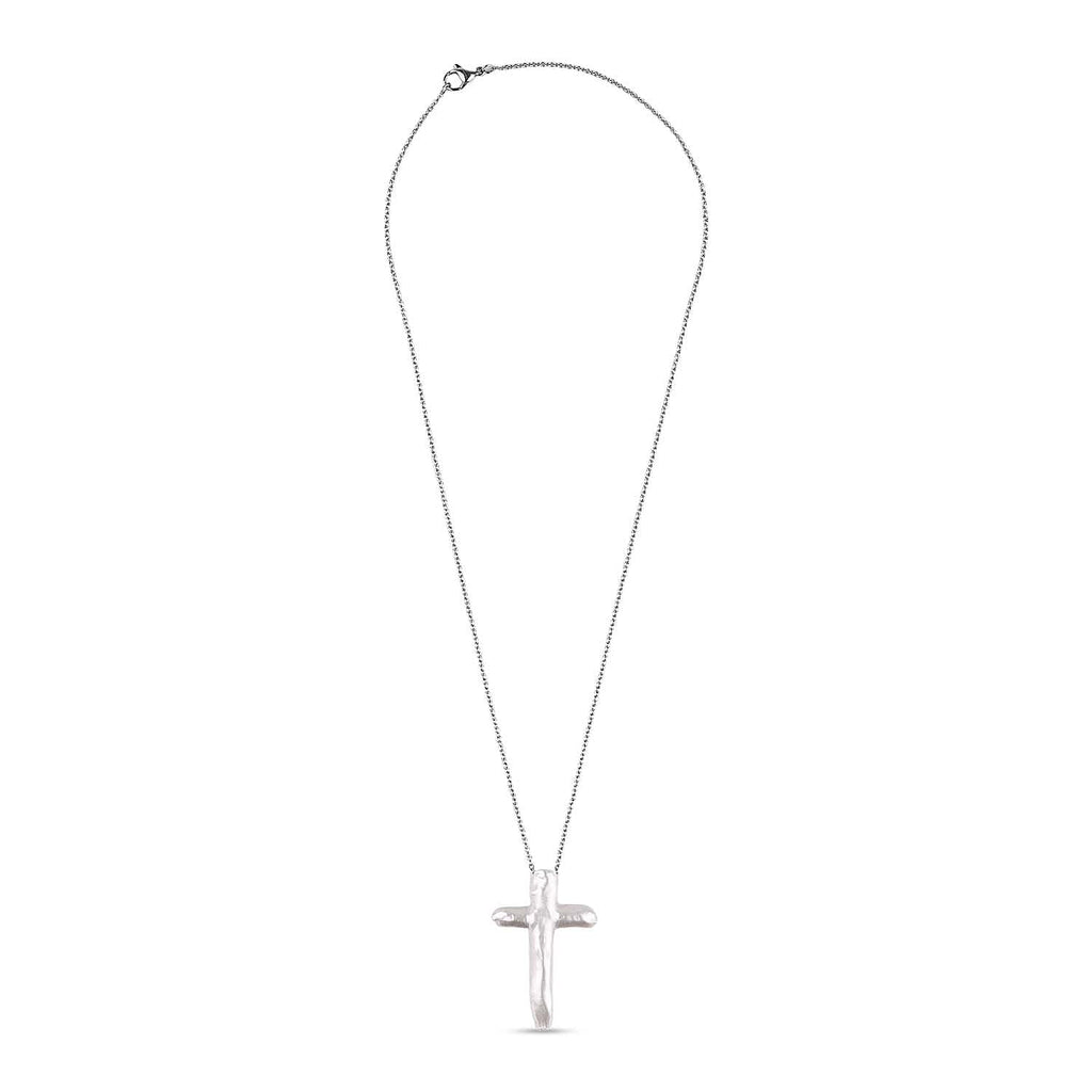 EverTrue Fresh Water Pearl Cross Necklace (Size 20)_8294894_3