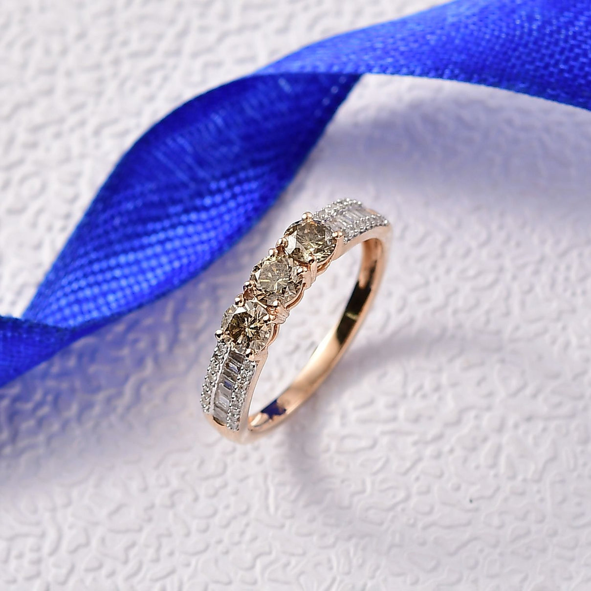 9K Rose Gold SGL Certified Natural Champagne Diamond &amp; White Diamond Ring 1.01 Ct. 8294910 2