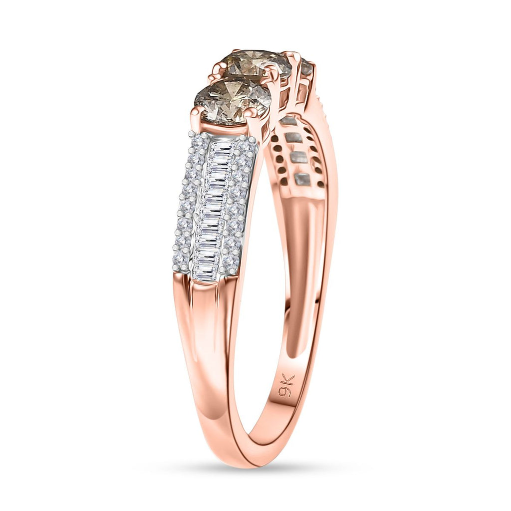 9K Rose Gold SGL Certified Natural Champagne Diamond & White Diamond Ring 1.01 Ct._8294910_3