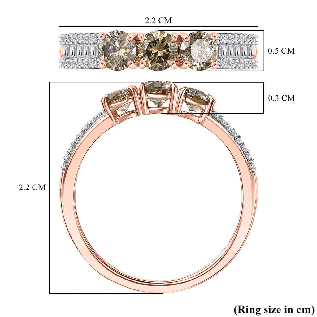 9K Rose Gold SGL Certified Natural Champagne Diamond & White Diamond Ring 1.01 Ct._8294910_5