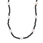 D'Joy Fresh Water Pearl & Black Spinel Necklace (Size - 24) with Lobster Clasp in Rhodium Overlay Sterling Silver 45.00 Ct._8294951