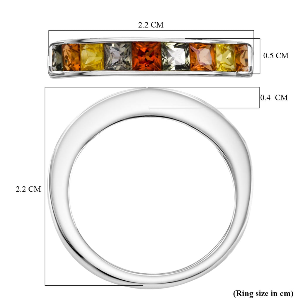 D'Joy Multi Sapphire Ring in Rhodium Overlay Sterling Silver 1.88 Ct._8295017_5