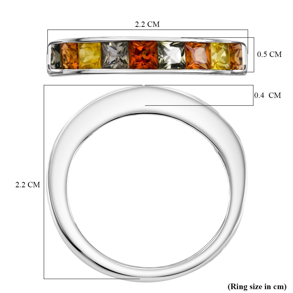 D'Joy Multi Sapphire Half-Eternity Ring in Rhodium Overlay Sterling Silver 1.88  Ct. 8295017 5