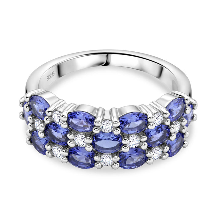 D'Joy - Tanzanite &amp; White Zircon Ring in Rhodium Overlay Sterling Silver 2.43 Ct. 8295052 1