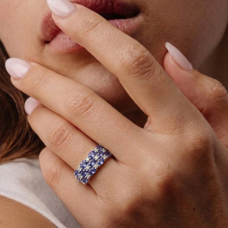 D'Joy - Tanzanite &amp; White Zircon Ring in Rhodium Overlay Sterling Silver 2.43 Ct. 8295052 2