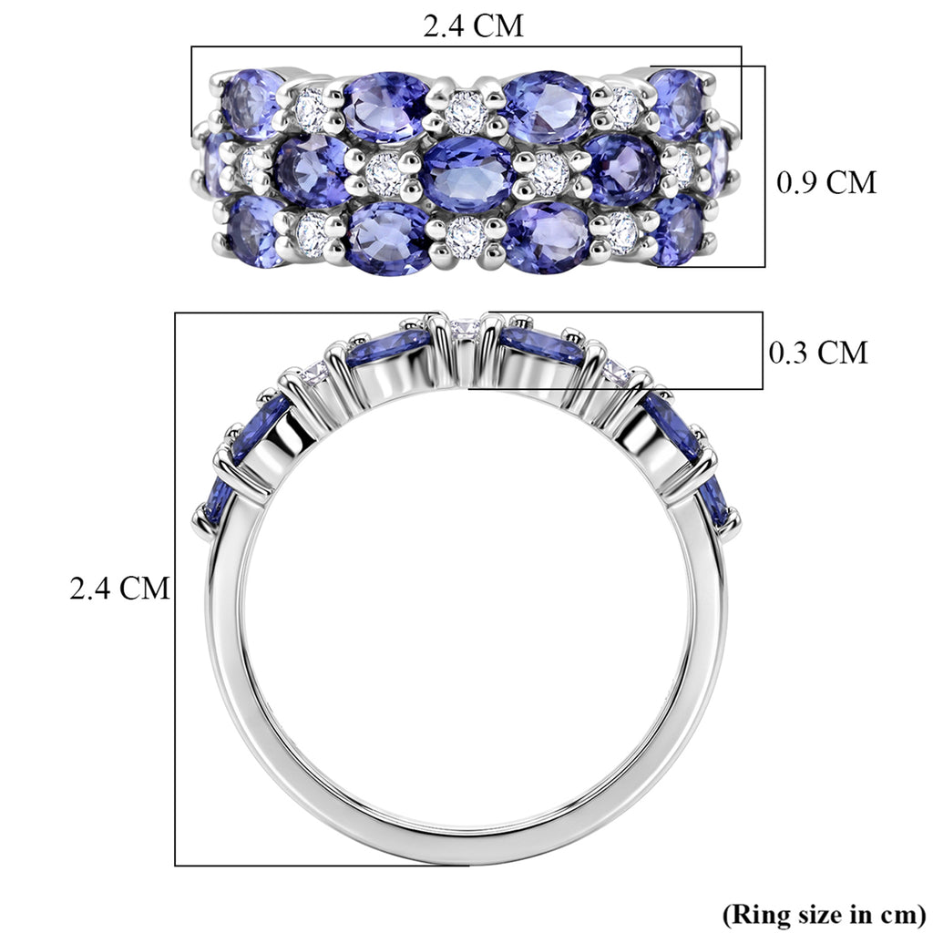 D'Joy - Tanzanite & White Zircon Ring in Rhodium Overlay Sterling Silver 2.43 Ct._8295052_7
