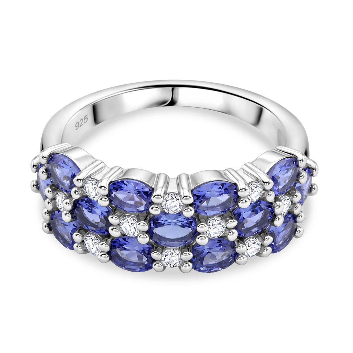 D'Joy - Tanzanite &amp; White Zircon Ring in Rhodium Overlay Sterling Silver 2.43 Ct. V32635865 0