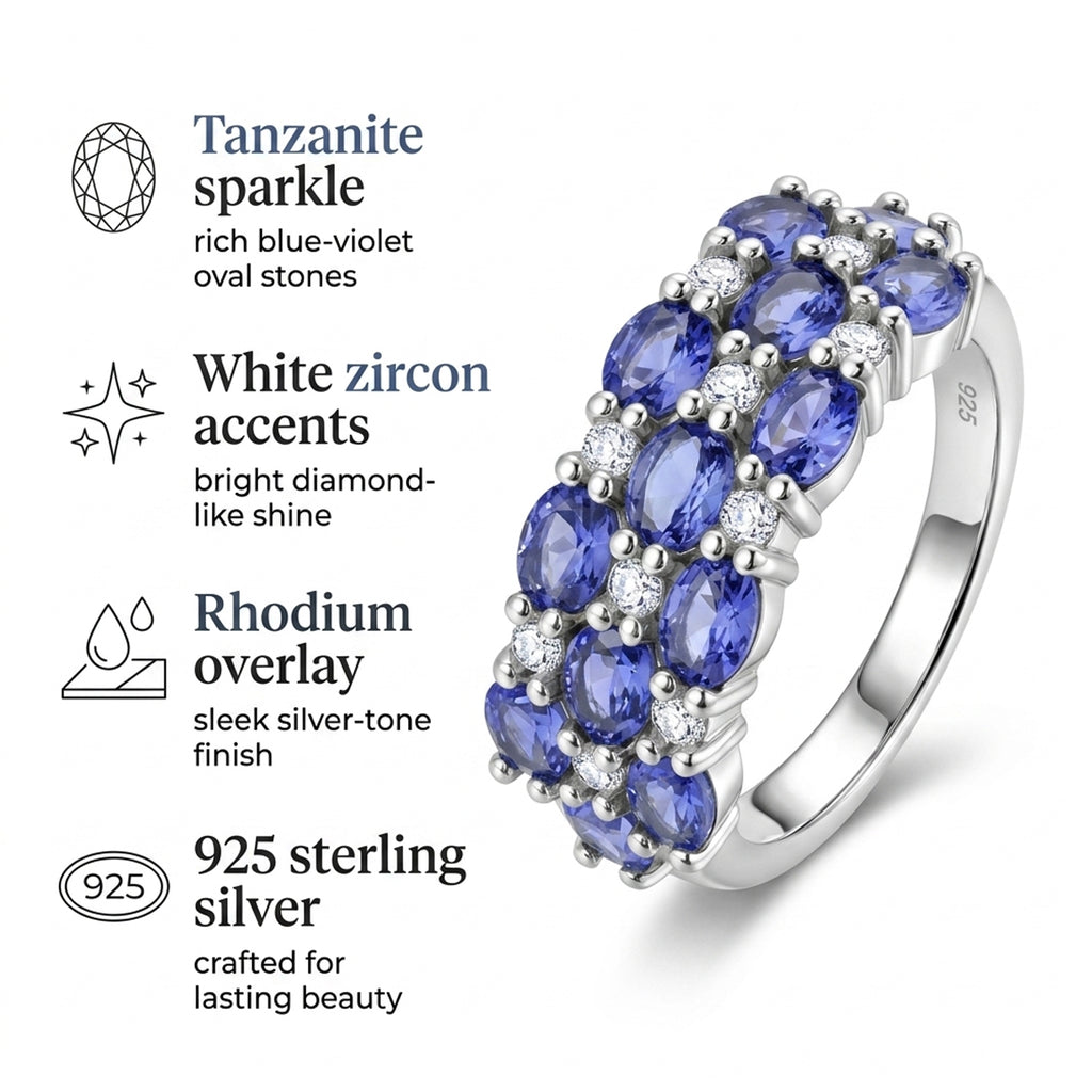 D'Joy - Tanzanite & White Zircon Ring in Rhodium Overlay Sterling Silver 2.43 Ct._8295058_4