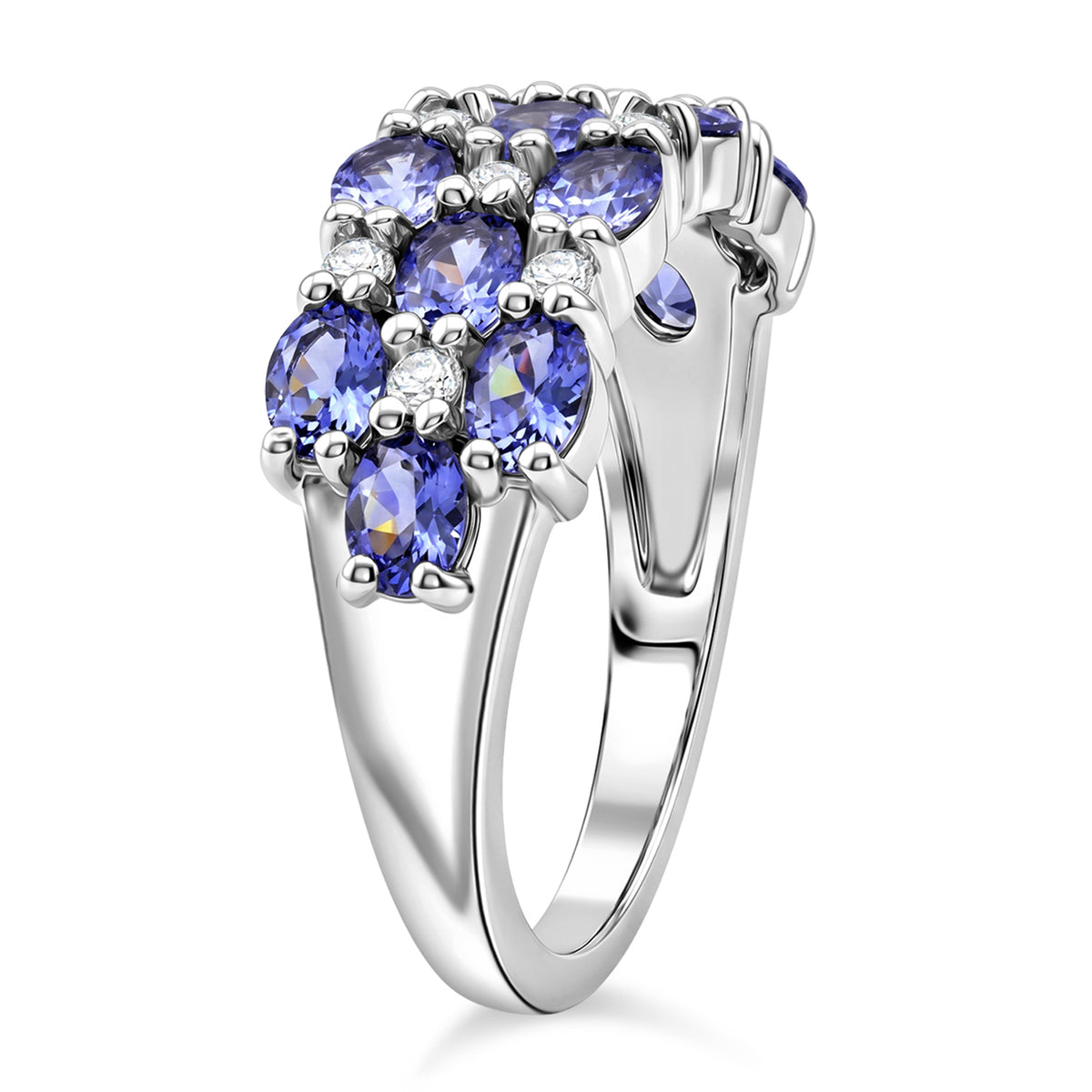 D'Joy - Tanzanite &amp; White Zircon Ring in Rhodium Overlay Sterling Silver 2.43 Ct. V32635865 5