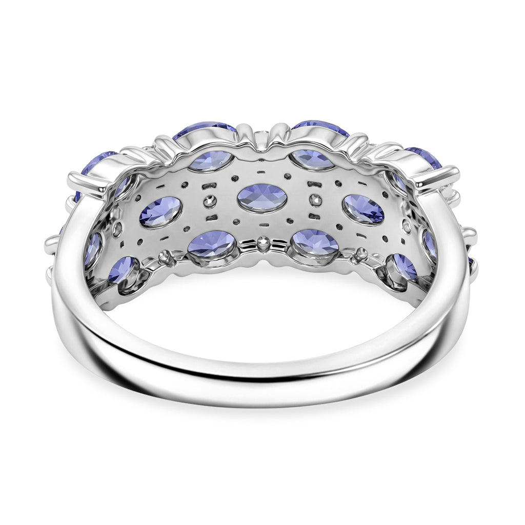 D'Joy - Tanzanite & White Zircon Ring in Rhodium Overlay Sterling Silver 2.43 Ct._8295058_6