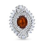 D'Joy - Tangerine Kyanite & White Zircon Ring in Rhodium Overlay Sterling Silver 7.12 Ct._8295079