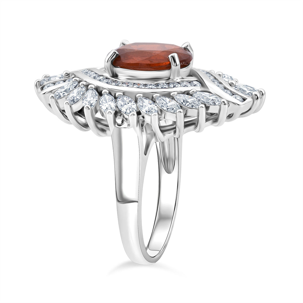 D'Joy - Tangerine Kyanite & White Zircon Ring in Rhodium Overlay Sterling Silver 7.12 Ct._8295079_3