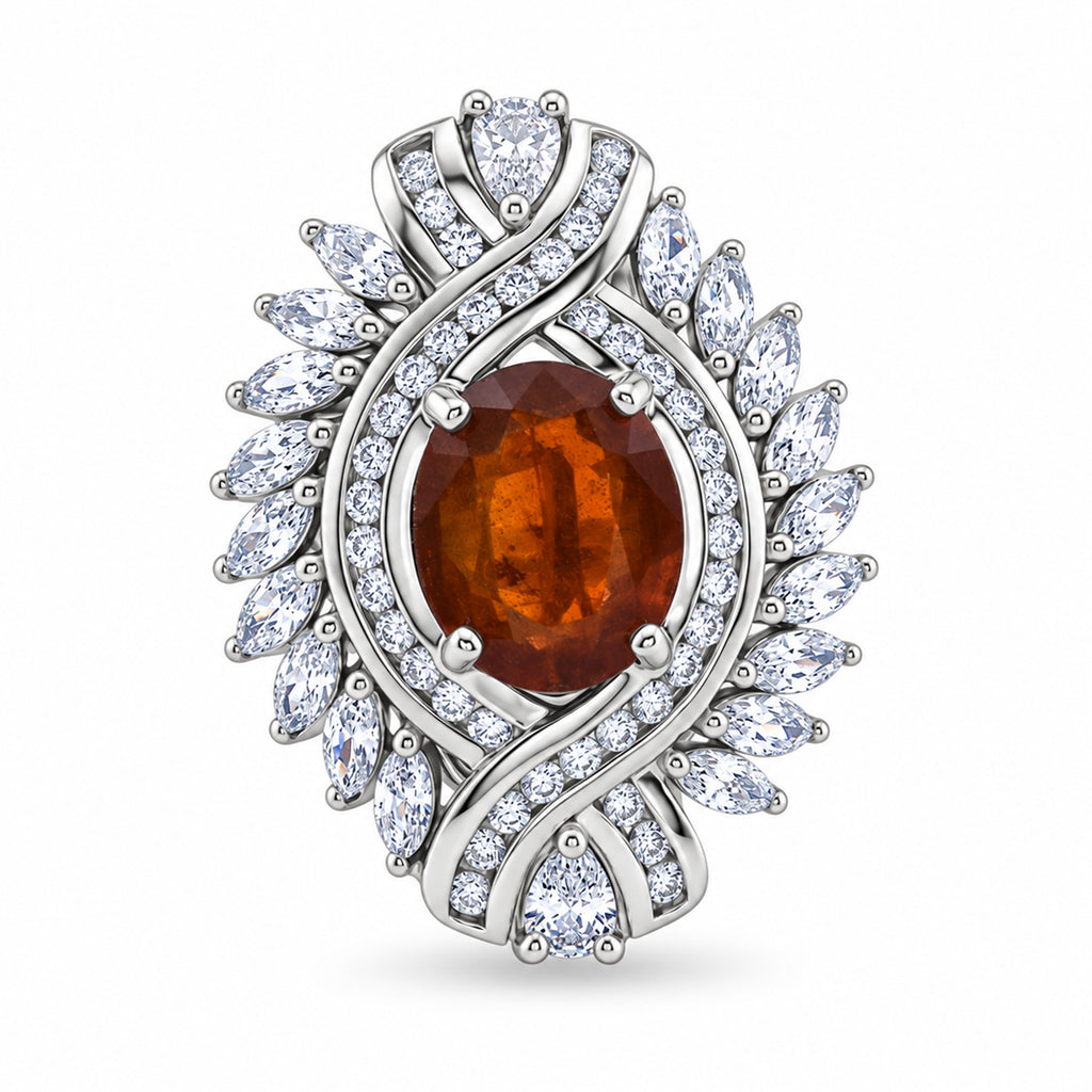 D'Joy - Tangerine Kyanite & White Zircon Ring in Rhodium Overlay Sterling Silver 7.12 Ct._8295081