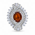 D'Joy - Tangerine Kyanite & White Zircon Ring in Rhodium Overlay Sterling Silver 7.12 Ct._8295081