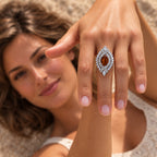 D'Joy - Tangerine Kyanite & White Zircon Ring in Rhodium Overlay Sterling Silver 7.12 Ct._8295081_2