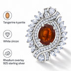 D'Joy - Tangerine Kyanite & White Zircon Ring in Rhodium Overlay Sterling Silver 7.12 Ct._8295081_3