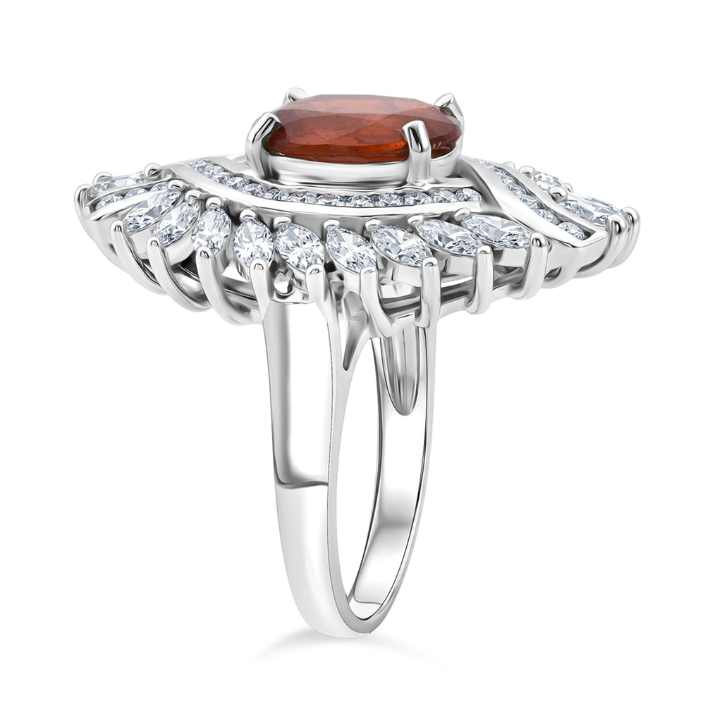 D'Joy - Tangerine Kyanite & White Zircon Ring in Rhodium Overlay Sterling Silver 7.12 Ct._8295081_4