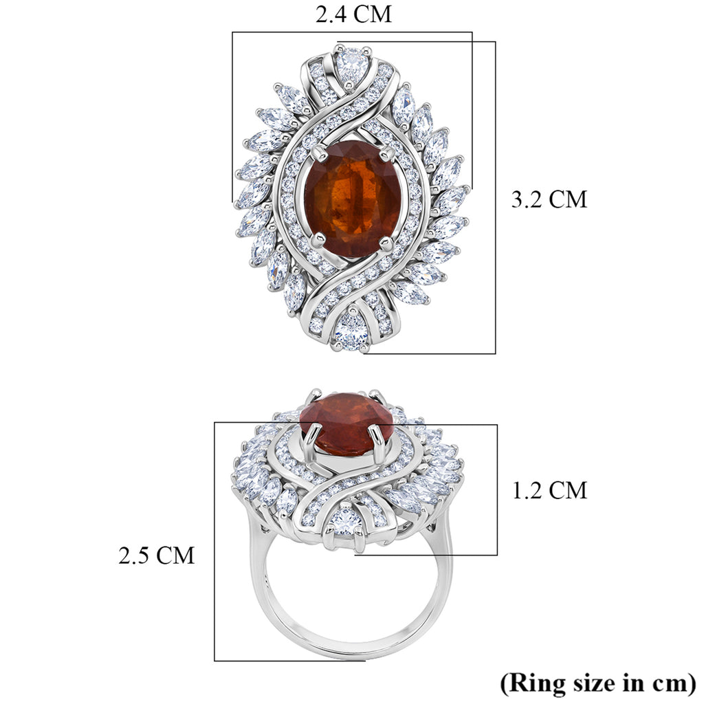 D'Joy - Tangerine Kyanite & White Zircon Ring in Rhodium Overlay Sterling Silver 7.12 Ct._8295081_6