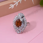 D'Joy - Tangerine Kyanite & White Zircon Ring in Rhodium Overlay Sterling Silver 7.12 Ct._8295084_2