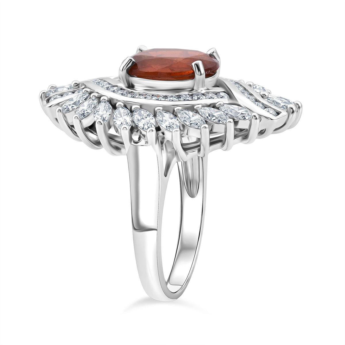 D'Joy - Tangerine Kyanite &amp; White Zircon Ring in Rhodium Overlay Sterling Silver 7.12 Ct. V32519491 3