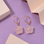 D'Joy Rose Quartz Beads 2 in 1 Hoop Earring in Rose Gold Plated Sterling Silver 20.00 Ct._8295226_1