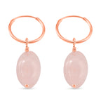 D'Joy Rose Quartz Beads 2 in 1 Hoop Earring in Rose Gold Plated Sterling Silver 20.00 Ct._8295226_3