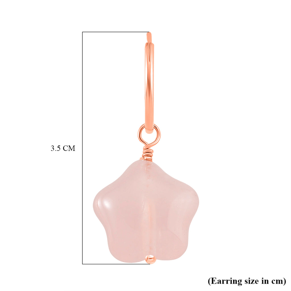 D'Joy Rose Quartz Beads 2 in 1 Hoop Earring in Rose Gold Plated Sterling Silver 20.00 Ct._8295226_4