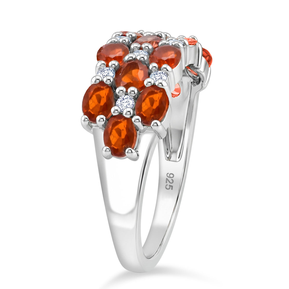D'Joy - Fire Opal &amp; White Zircon Ring in Rhodium Overlay Sterling Silver 2.70 Ct. V32519370 5